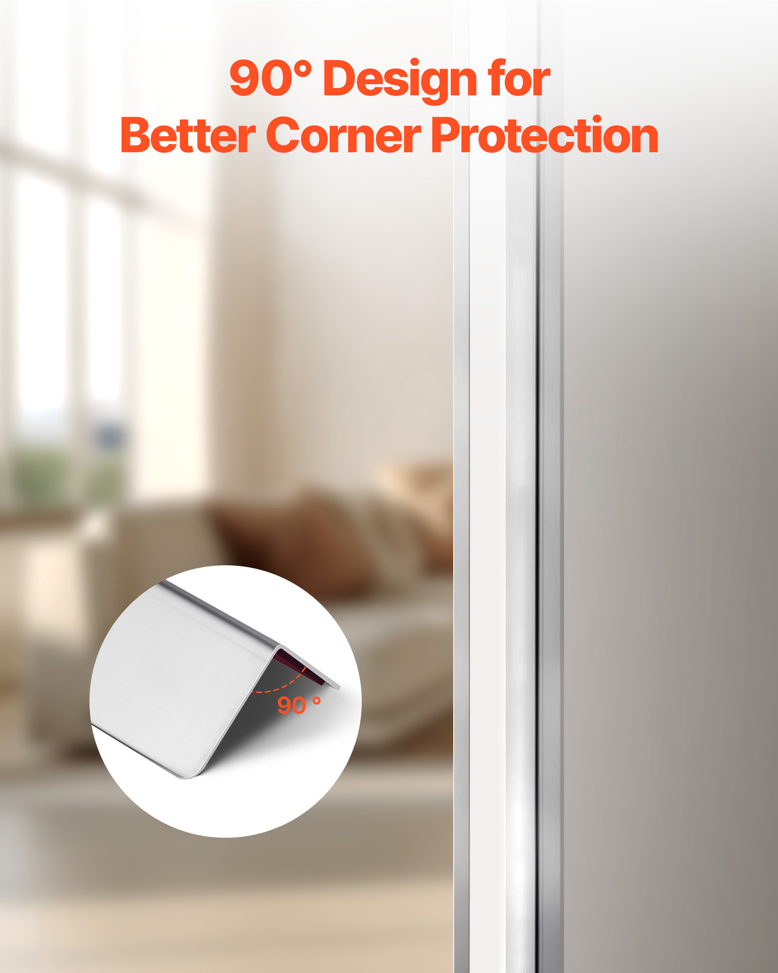 VEVOR Stainless Steel Wall Corner Protector, 1.5 x 1.5 x 48 inch, 10 Pack Metal Corner Guards, 304 Stainless Steel Edge Trim 90-Degree Angle for Home,Office,Commercial Wall Protection, with 3m Tape