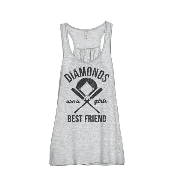 Thread Tank Diamonds Are A Girls Best Friend Women's Fashion Sleeveless Flowy Racerback Tank Top Sport Grey 2X-Large