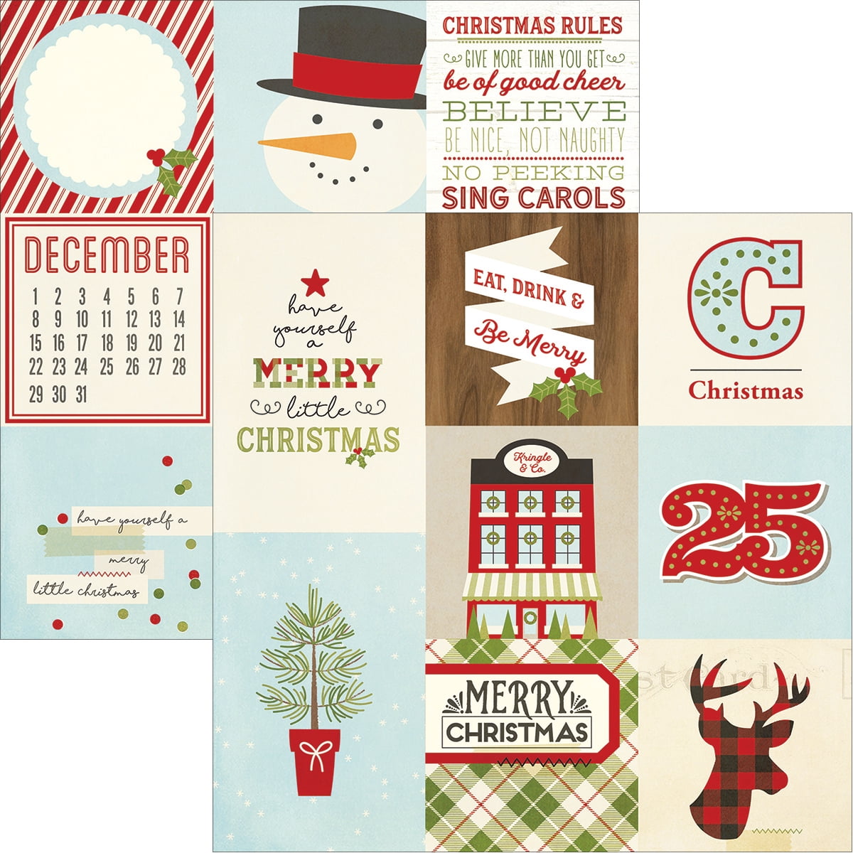 Classic Christmas DoubleSided Elements Cardstock 12"X12"4"X4" & 4"X6