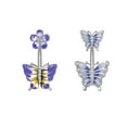 thumbnail image 1 of 2pcs Navel Piercing Surgical Steel Butterfly Bar Length Piercing Belly Button Bananabells Navel Piercing Reverse Silver Butterfly Belly Button Bar Rin, 1 of 4