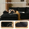 thumbnail image 5 of XIZZI 112" Modern Sectional Sofa with Curved Armrests - Plush Corduroy Upholstery, No-Assembly Needed, for Living Room and Bedroom, Left Chaise, Black, 5 of 9