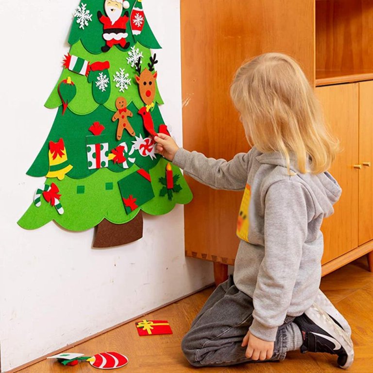 DIY Felt Christmas Tree New Year Gift Children Toys Artificial Wall-Mounted  Home Decoration Ornaments Felt Xmas Tree 