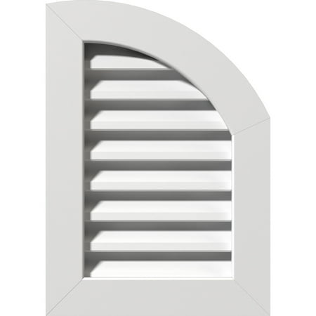 

06 W x 20 H Quarter Round Top Right (11 W x 25 H Frame Size): Functional PVC Gable Vent w/ 1 x 4 Flat Trim Frame