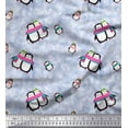 thumbnail image 1 of Soimoi polyester Crepe Fabric Snowman & Penguin Kids Fabric Prints By Yard 52 Inch Wide, 1 of 3