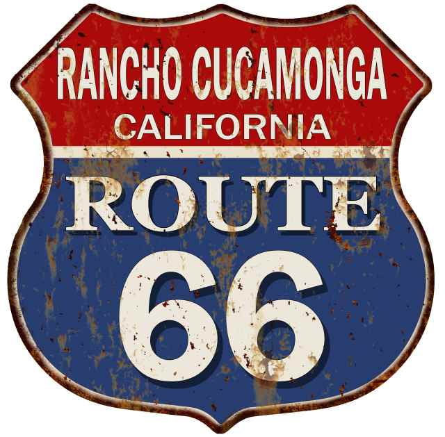 RANCHO CUCAMONGA, CALIFORNIA Route 66 Shield Metal Sign Man Cave