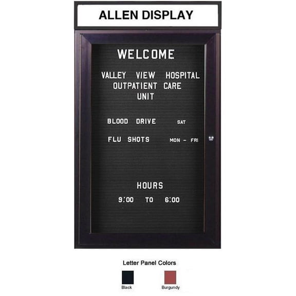 Ghent's Vinyl 36" x 24" 1 Door Enclosed Flannel Letterboard in Burgundy Red