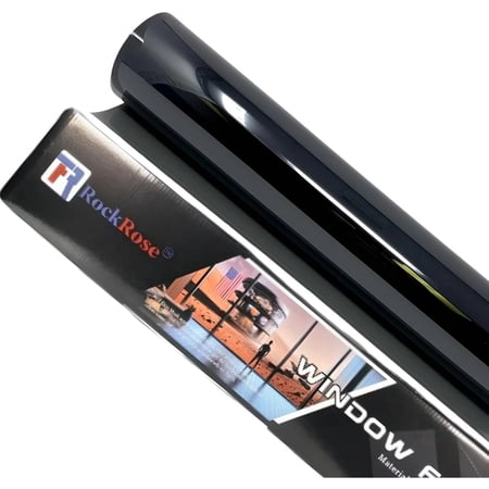 rockrose 1% vlt car window tint - 2ply premium carbon professional tint for car & building heat uv irr block easy heat shrink & strong adhesive - tint for car & other vehicle - size (24 x 15ft)