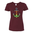 thumbnail image 2 of Trippy Mandala Nautical Colorful Mosaic Anchor | Womens Fashion Graphic T-Shirt, Maroon, Medium, 2 of 4