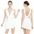 thumbnail image 5 of Sholeno Women Dance Dress Rhinestones Adorned Straps Backless Side Slit Flowy Asymmetrical Hem Dress White L, 5 of 6