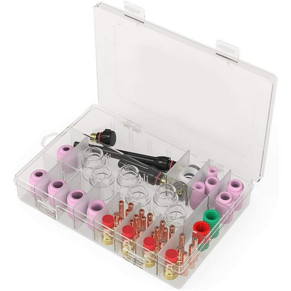 71Pcs TIG Torch Stubborn Gas Lens 12 Glass Set for -17/18/26 TIG Welding Accessory Kit,71 * TIG torch stubborn gas lens glass set,As shown
