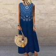 thumbnail image 3 of Women's Sleeveless Print Dress, O-Neck, Straight Loose Fashion, Elegant Commute, Long, Casual, Spring, Summer, New, 3 of 5