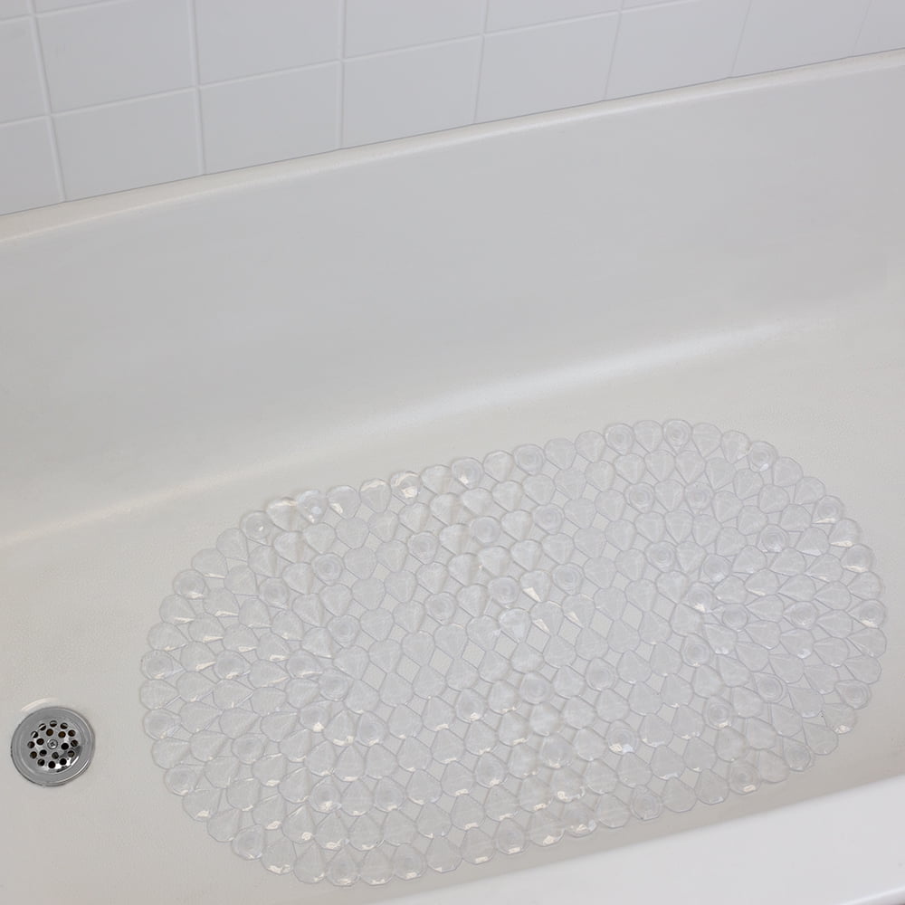 Brandsseller Shower Tub Inlay Stone Design Non Slip Suction Cups Black 53 x 53 cm 