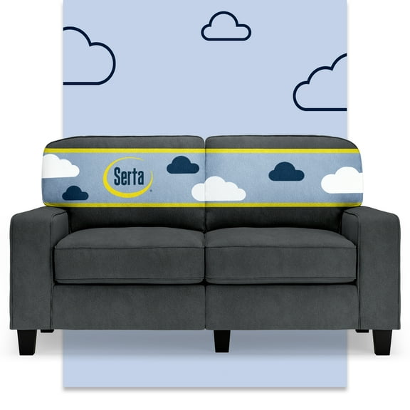 Serta Palisades 61" Track Arm Sofa Loveseat with Removable Covers Charcoal