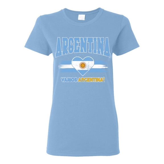 Wild Bobby Argentina Flag Heart Vamos Argentina Graphic | Women's Novelty T-Shirt | Soccer Fan Game Day Gift for Her Women Graphic Tee