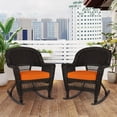 thumbnail image 3 of Pemberly Row Wicker Rocker Chair in Black with Orange Cushion (Set of 2), 3 of 9