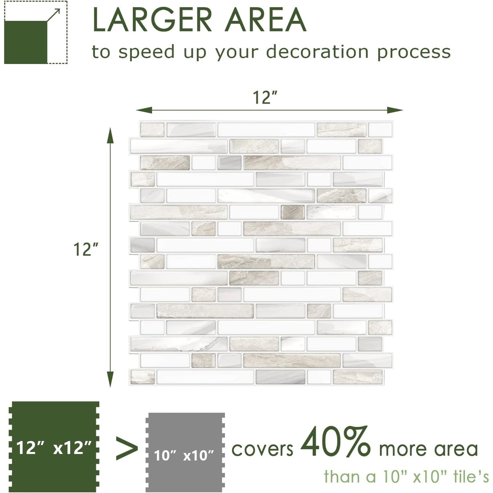 5 Pcs Peel and Stick Backsplash Waterproof Wall Tiles, Heavy-Duty Peel and Stick Backsplash, Marble Peel and Stick Backsplash for Kitchen, Bathroom 12"