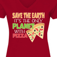 thumbnail image 4 of Inktastic Save the Earth. Its the Only Planet with Pizza. Women's V-Neck T-Shirt, 4 of 5