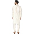 thumbnail image 3 of SKAVIJ Mens Art Silk Embroidered Kurta Pyjama Set Traditional Wear Off-White L, 3 of 6