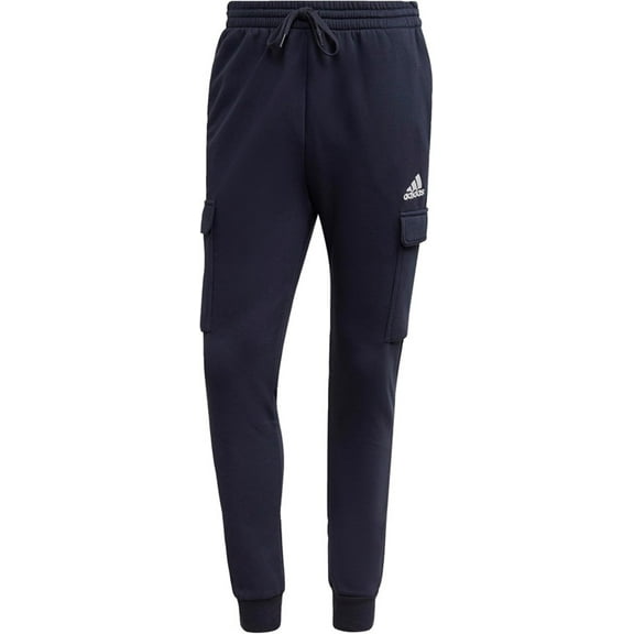 Adidas Men's Essentials Fleece Regular Tapered Cargo Pants Ink Navy Blue/White X-Large