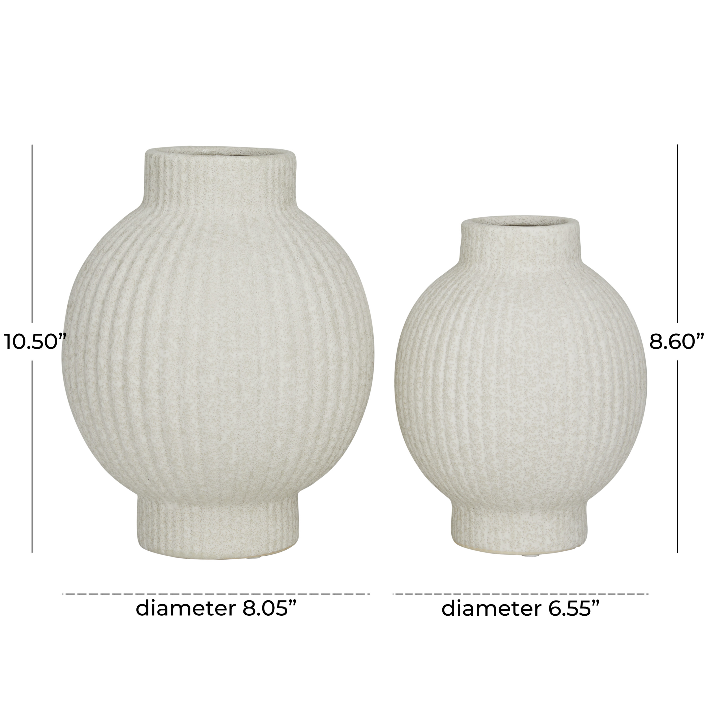 CosmoLiving by Cosmopolitan 9", 11"H Ceramic Modern Vase, White, 2-Piece