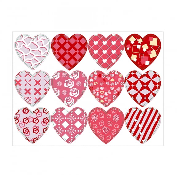 CCOCC Heart Stickers,4 Sheets Colorful Heart Decorative Stickers For Valentine's Day,Anniversaries,Wedding