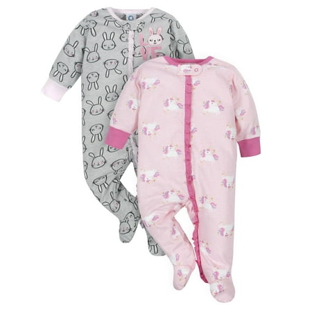 Gerber Long Sleeve Crew Neck Printed Pajamas (Newborn) 2 Pack