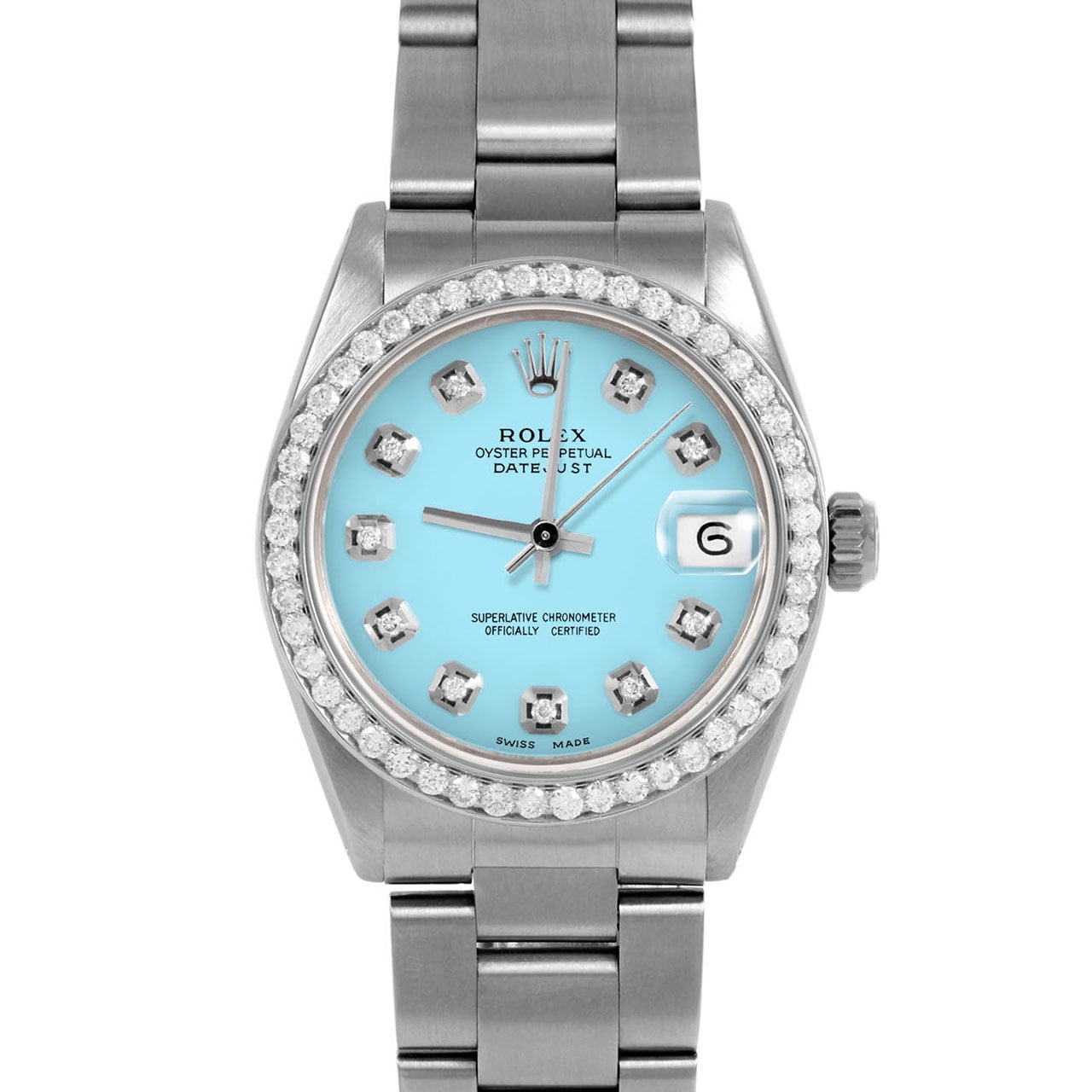 Pre-Owned Rolex 6827 Midsize Ladies 31mm Datejust Wristwatch Turquoise ...