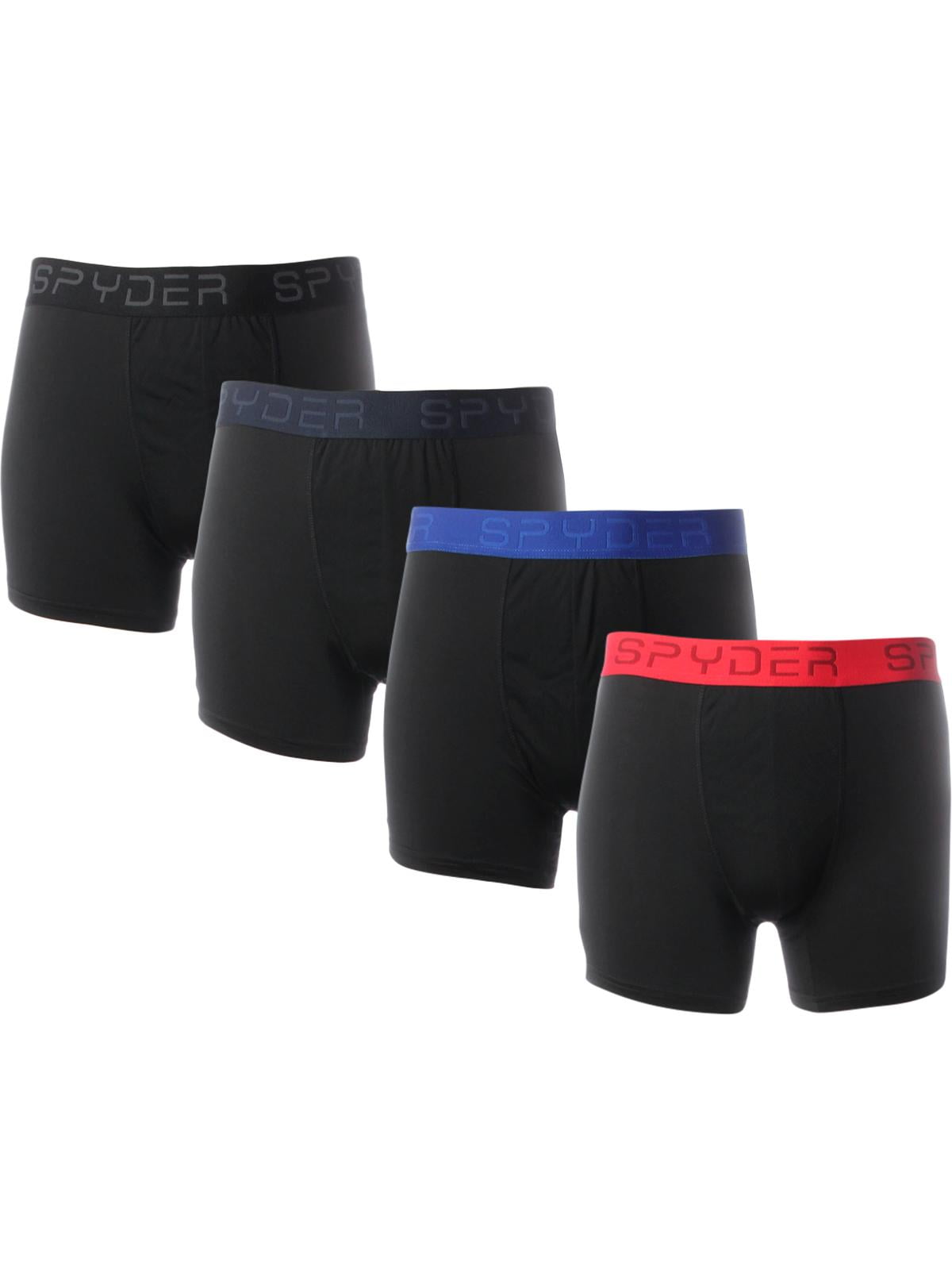 size L Spyder Stretch Boxers Trunks With Logo Waistband 3-Pack Mens Black 