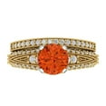 thumbnail image 2 of Clara Pucci 18K Yellow/White Gold 2.095 Simulated Red Diamond Engraveable Engagement Ring + Wedding Band Set, 2 of 7