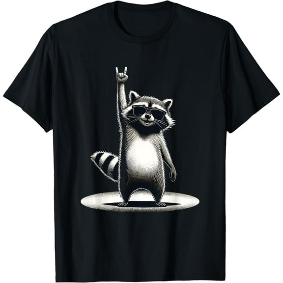 Retro Raccoon Rock Music Gift Funny Racoon Unisex T-Shirt for Men Women Kids Toddler