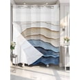 thumbnail image 4 of Blue Beige No Hook Shower Curtain Waterproof, Bathroom Curtains with Snap in Liners and See Through Top Window, Coastal Wave Modern Abstract Art Hotel Style Bathtub Curtains Shower 66"Wx72"L, 4 of 8