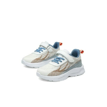 

Daeful Boys Girls Walking Shoe Breathable Running Shoes Mesh Sneakers Sports Casual Non-slip Color Block Athletic Sneaker Beige Blue 4Y