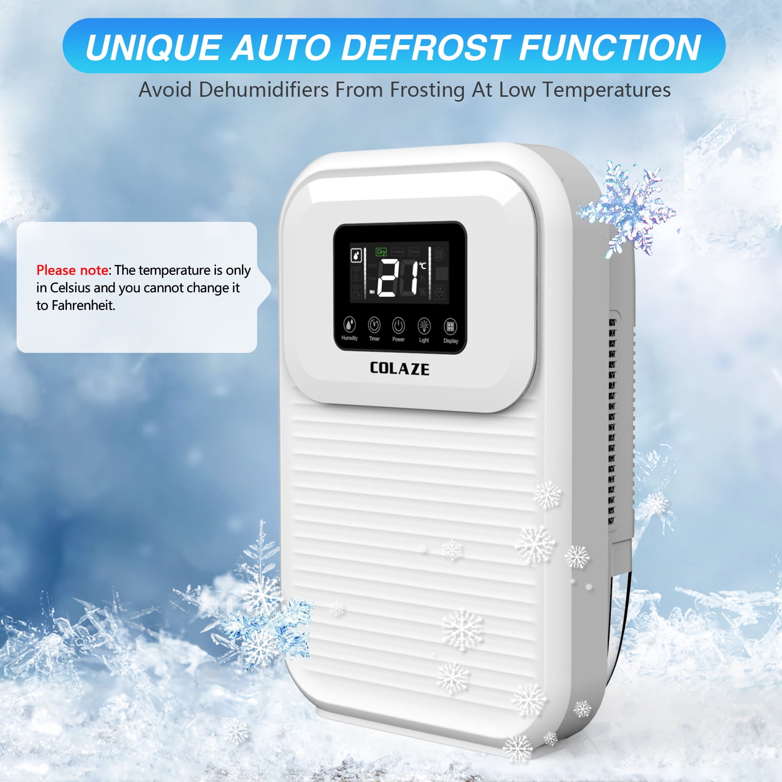 COLAZE 4-Pint Dehumidifier, 4500 Cubic Feet, Sleep Mode, 24H COLAZE 4-Pint Dehumidifier, 4500 Cubic Feet, Sleep Mode, 24H