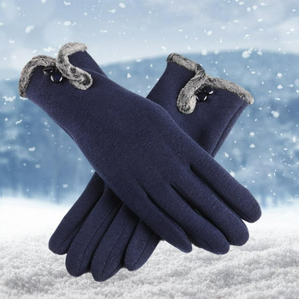 BELOVING Ladies Winter Gloves Touch Screen Fleece Thick Warm Soft Lined Blue