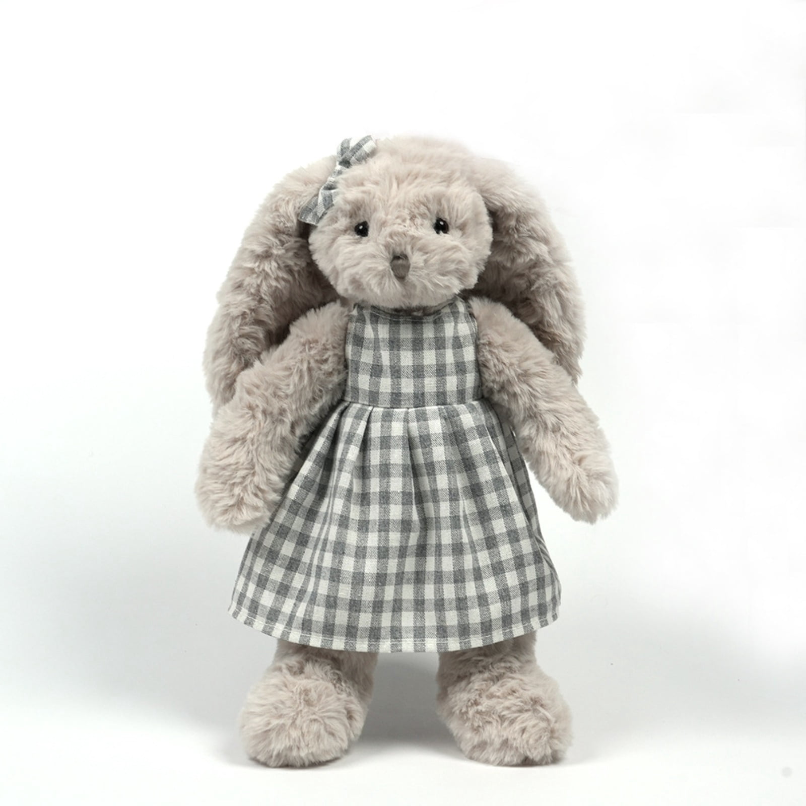Light Gray Curly Plush Bunny Toy Soft Stuffed Rabbit Doll Cozy Decorative Gift