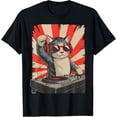 thumbnail image 1 of Funny DJ Cat Disco Sound Tech - Camiseta de música retro para gatos, 1 of 2