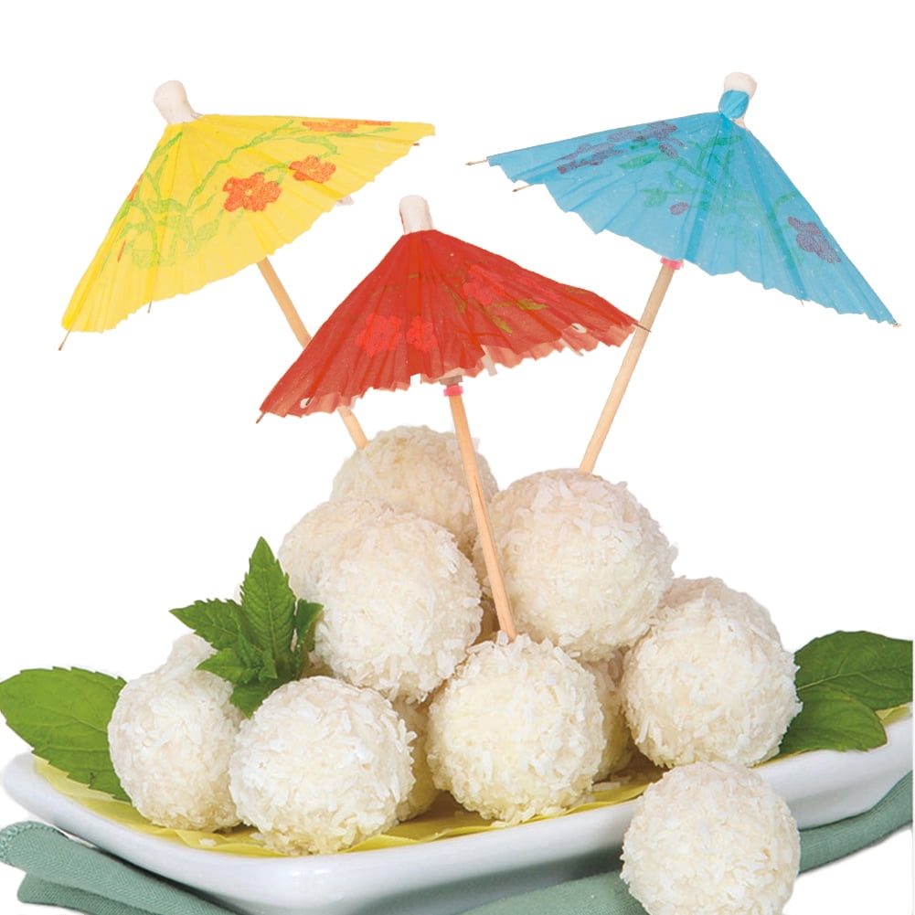 (2 pack) Way to Celebrate! Tropical Paper Drink Umbrellas, Assorted, 100ct