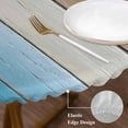 thumbnail image 3 of Blue Brown Ombre Round Tablecloth, Fitted Table Cover with Elastic for 55"-60" Round Tables, Vintage Country Wooden Table Cloth Outdoor Indoor Dinning Party Waterproof Tablecloths, 3 of 7