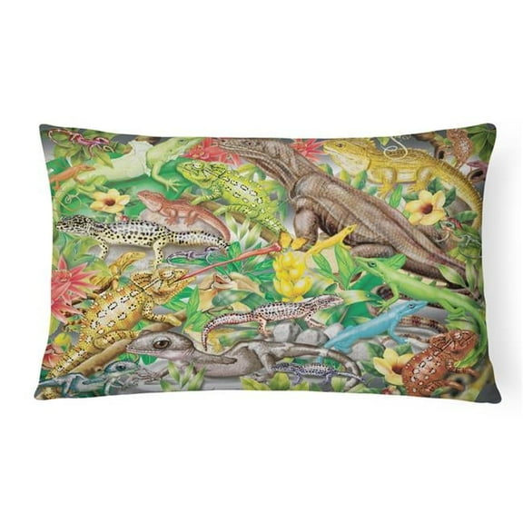 12 x 3 x 16 in. Lizard Jungle Canvas Fabric Decorative Pillow