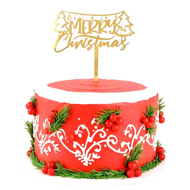BAISUYANG Topper para pastel de acrílico dorado Feliz Navidad