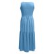 thumbnail image 5 of Faldas Largas para Mujeres de Verano Color Sólido Falda con Cuello en V con Falda Plegada Vestido de Bolsillo Falda Larga de Playa, 5 of 7