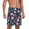 thumbnail image 2 of Kdxio Floral Rabbit Print Mens Sleep Shorts Bottoms Soft Comfy Pajama Wear Pants with Drawstring Pockets, 2 of 7