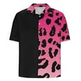 thumbnail image 4 of QQAMB Men's Shirts Button Down Lapel Collar Leopard Print Short Sleeve Shirt Trendy Hawaiian Shirts Summer Casual Vacation Tops Hot Pink 4XL, 4 of 5