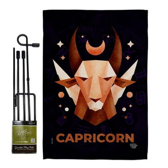 Ornament Collection GS190032-BO 13 x 18.5 in. Capricorn Garden Flag Set for Interests Zodiac Double-Sided Decorative Vertical Flags & House Decoration Banner Yard Gift