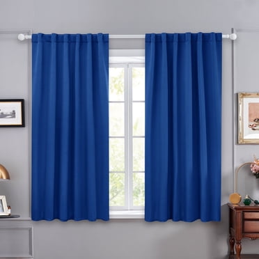 Deconovo Solid Back Tab and Rod Pocket Curtains Thermal Insulated Blackout Window Curtains for Kitchen 52x54 inch Royal Blue 2 Panels