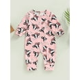 thumbnail image 2 of Faithtur Barboteuse pour Bébés Filles Garçons Imprimé Floral Cheval Manches Longues Col Rond Fermeture Éclair Oblique Combinaisons Automne Justaucorps Nouveau-Né, 2 of 8