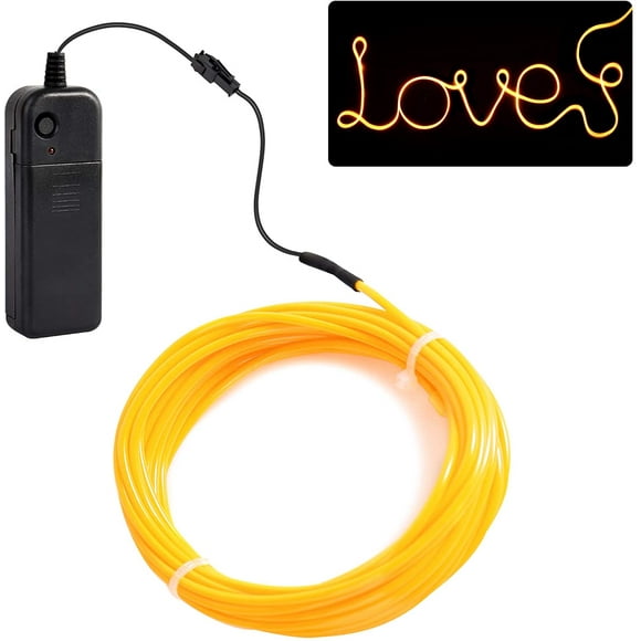 5M EL Wire EL Cable Neon Light Lighting Electroluminescent Battery Operated for Party Halloween (Yellow)