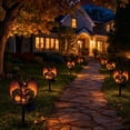 thumbnail image 6 of Horror Tombstone Bat Solar Powered Lawn Lamp, Illuminated Giant Bat Pumpkin Skull Statue Stake Light for Halloween Patio, 6 of 6