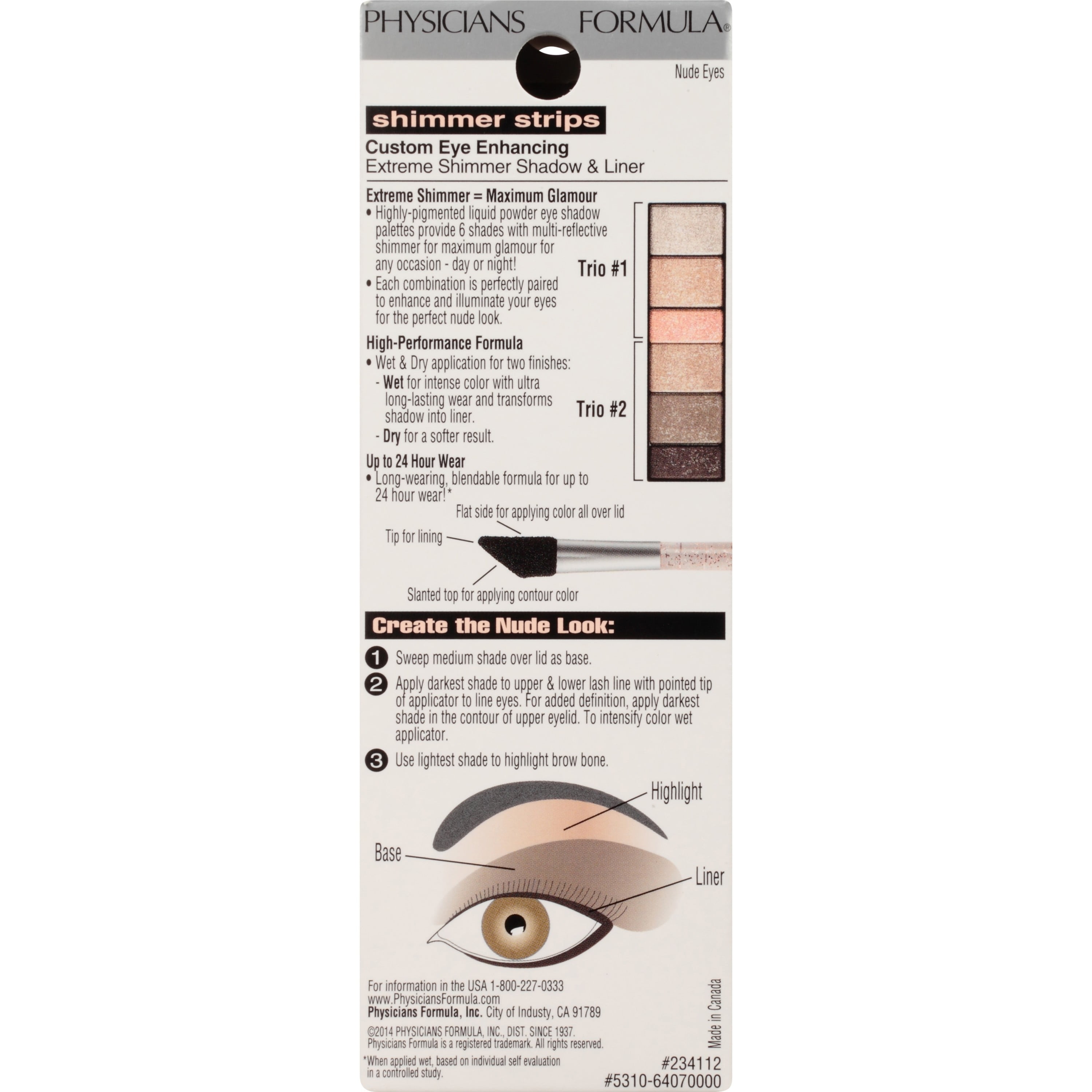 Physicians Formula Shimmer Strips Eyeshadow, Eye Shadow Palette & Liner, Nude Eyes, 0.26 oz