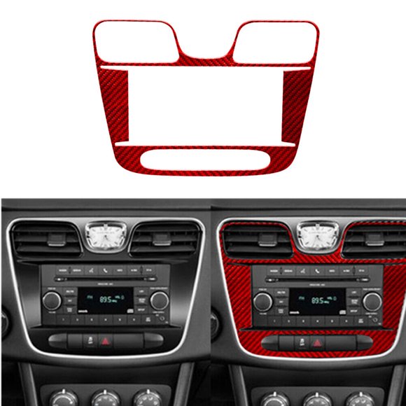 Red Carbon Fiber Center Multimedia Panel Cover Trim for Chrysler 200 2011-2014